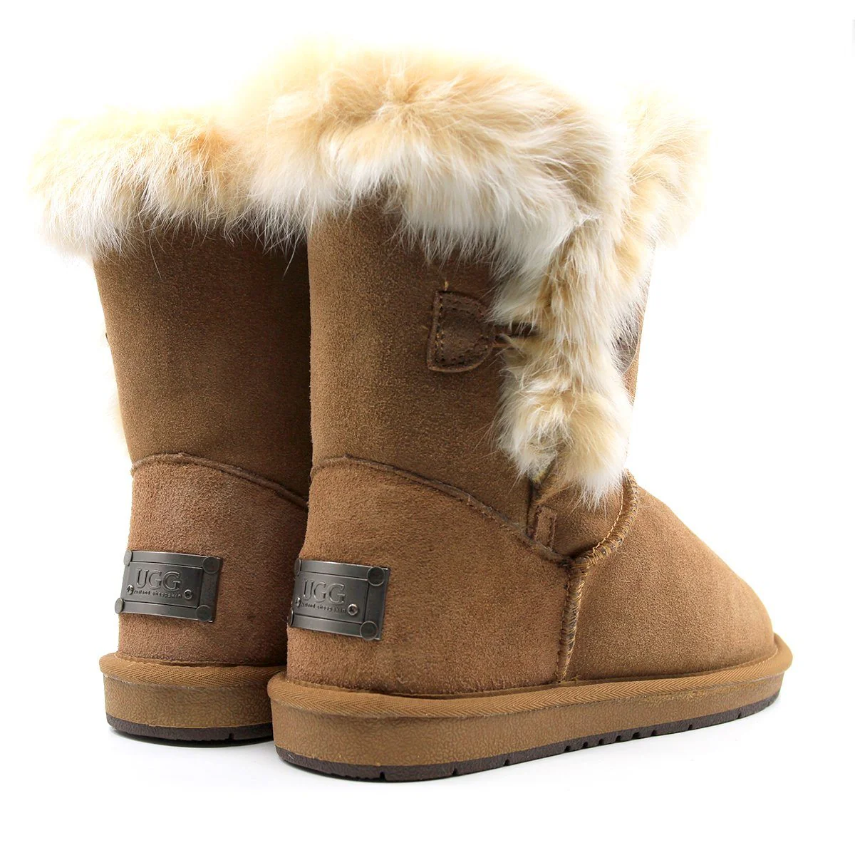 Short Button Fur UGG Boots - Image 10