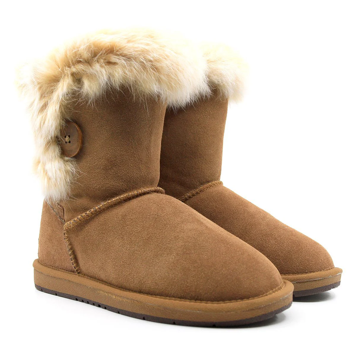 Short Button Fur UGG Boots - Image 11