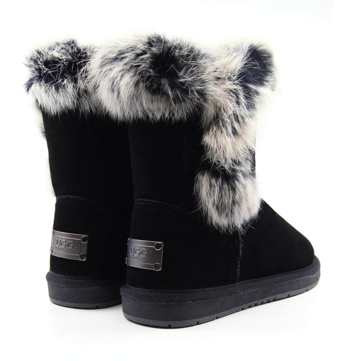 Short Button Fur UGG Boots - Image 4